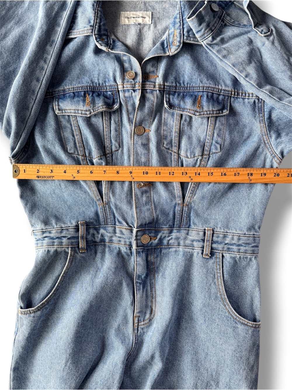The Frankie Shop Jas Denim Jumpsuit Coverall Size Small Sark Indigo - Picture 9 of 9